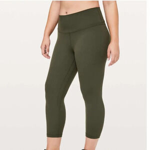 LULULEMON Align Crop *21" Dark Olive Size  2